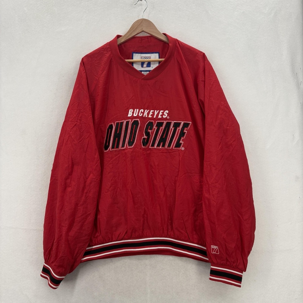 Vintage Ohio State Buckeyes Jacket Mens XL Red NCAA Football Logo 7 V Neck 90s